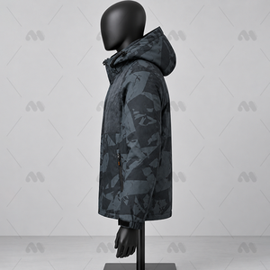 <b>Men's</b> Hooded Windproof Thin Casual <b>Jacket</b> Zipper Closure Removable Hat <b>Camo</b> Pattern Worsted Fabric Outdoor Leisure Spring - Product Image 5
