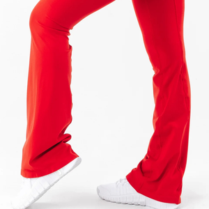 Pantalon évasé ultra taille haute rouge pour femme, extensible, respirant, pour le sport, le fitness, le yoga et l'entraînement, bas de tenue athlétique haute performance - Product Image 6