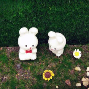 กระต่ายฝูงขนาดเล็กพร้อม1.5โบว์ "สูงสำหรับตกแต่งบ้านตุ๊กตา - Product Image 5