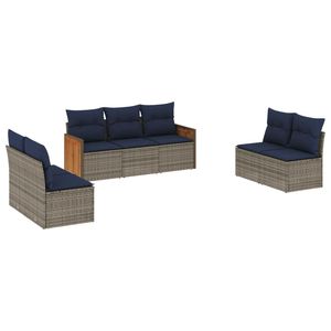 Set Divano da Giardino in Polyrattan Grigio a 7 Pezzi con Cuscini - Collezione Arredamento Patio - Product Image 2