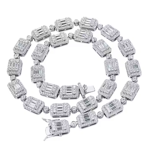 <b>Iced</b> <b>Out</b> Moissanite Tennis Link Necklace Premium Round Brilliant Cut Hip Hop <b>Chain</b> Jewelry for Men Women Gift - Product Image 4