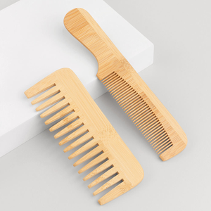 Personalised Big Size Natural Bamboo Wide Tooth Comb <b>Curly</b> Detangle <b>Hair</b> <b>Brush</b> Eco-Friendly <b>Hair</b> Combs With Handle - Product Image 2