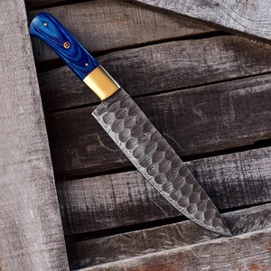 Couteau de chef artisanal en acier Damas de haute qualité, manche en Micarta, étui en cuir, couteau de survie utilitaire - Product Image 5
