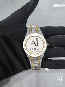 AARVA JEWELS นาฬิกาข้อมือสแตนเลสสตีลสุดหรู หน้าปัด 38 มม. ระบบควอตซ์แบบอนาล็อก กระจกแซฟไฟร์ สายซิลิโคน สแตนเลสสตีลแบบซ่อน - Product Image 5