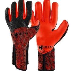 Guantes de Portero de Fútbol de Neopreno Naranja y Negro con Diseño Personalizado, Látex Alemán de 4 mm, Silicona en Relieve Inyectada - Product Image 1