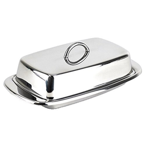 Beurrier moderne fini argenté en acier inoxydable, boîte à beurre polie, rangement pour réfrigérateur et comptoir, ustensile de cuisine - Product Image 5