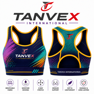 เสื้อชั้นในกีฬาสำหรับผู้หญิง TANVEX INTERNATIONAL แบบ Racerback สีดำแดง  รองรับปานกลาง ระบายอากาศได้ดี ซึมซับเหงื่อ เป็นมิตรต่อสิ่งแวดล้อม ด้านหน้า - Product Image 4
