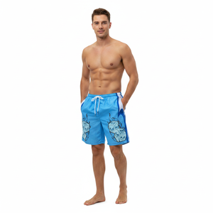 Short de bain décontracté pour homme, à séchage rapide, avec cordon de serrage, imprimé crâne bleu - Product Image 6