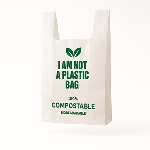 Bolsas de Compra Biodegradables PLA/PBAT a Base de Plantas |   Bolsas de Compra Desechables Ecológicas Compostables y Biodegradables - Product Image 1