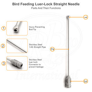 Tubo de alimentación para aves de acero inoxidable con punta de aguja recta y bloqueo de señuelo, 4.7mm 14G x 93mm - Product Image 4