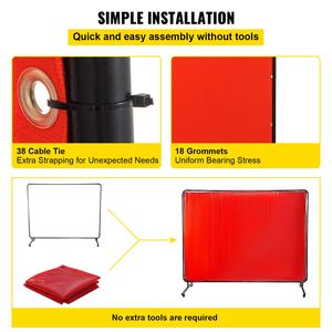 Telaio per Tenda da Saldatura 8FT X 6FT con 4 Ruote, Tenda Rossa Ignifuga in Vinile, Dimensioni Personalizzabili - Product Image 6