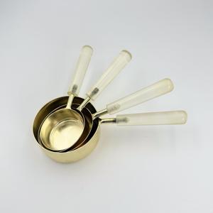 Nuevas tazas medidoras de acero inoxidable de alta calidad con mango de resina para café en grano, polvo y líquidos, etc. - Product Image 1