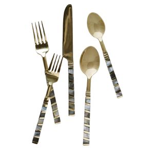 Ensemble de couverts en or de haute qualité avec manche martelé unique, en acier inoxydable, vaisselle occidentale, fourchette, cuillère, couteau - Product Image 5