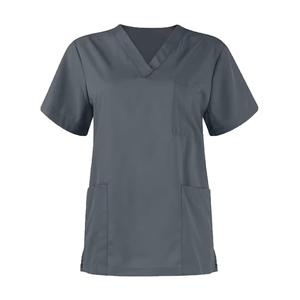 Ensemble de blouses médicales noires pour femmes, vente flash, uniforme d'hôpital en coton noir, pantalon d'uniforme tricoté à manches courtes - Product Image 5