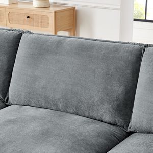 Divano Sezionale Moderno a L Convertibile a 4 Posti, Oversize, per Soggiorno, con Pouf Contenitore e Tessuto in Spugna - Product Image 5