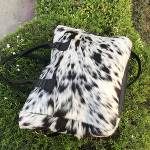 Bolsos de mano de lujo para mujer, hechos a mano con cuero auténtico de vaca, diseño de piel con pelo, bolso de cuero con pelo de vaca. - Product Image 5