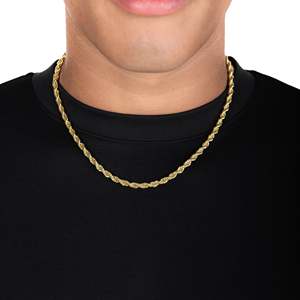 Gold <b>Rope</b> <b>Chain</b> Necklace Classic Unisex Everyday Wear - Product Image 1