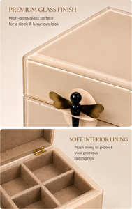 Luxury Ivory Color Mirror <b>Glass</b> Decorative Storage Box Dragonfly <b>Knob</b> Premium Jewelry Vanity Organizer Boxes Home Decor Lacquer - Product Image 4