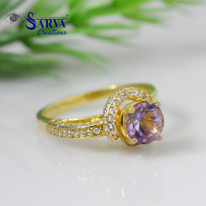 Anillo de Plata de Ley 925 con Amatista de Lujo, Chapado en Oro, con Circonitas Florales, Cristal Morado, Joyería de Compromiso, Regalo para Mujer - Product Image 6
