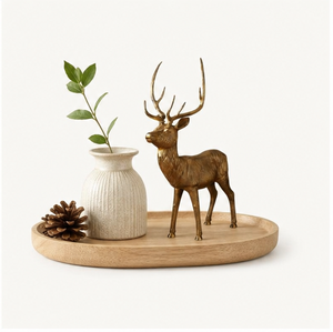 Premium Handcrafted Brass Standing Deer Statue Majestic Golden Reindeer Sculpture For Luxury Home Decor And Festive <b>Christmas</b> - Product Image 2