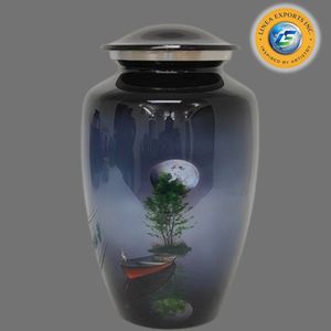 Urne funéraire Linea Exports Inc. violette avec motif de rose blanche, vase commémoratif pour adulte, motif artistique personnalisable - Product Image 6