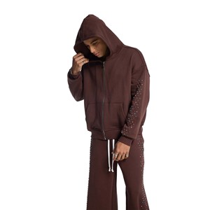 Breathable Cotton Blend Sweatsuit Set for Men and <b>Teens</b> Rhinestone Print Tracksuit 100% Cotton Lightweight Anti-Wrinkle Oversize - Product Image 3