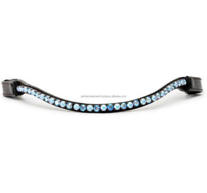 Customized Single Row Branded Round Crystals Pearls Rhinestones Decorative All Shape Black Leather Horse brow <b>band</b> with <b>snaps</b> - Product Image 4