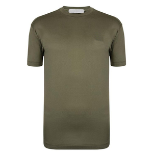 Camiseta de Manga Corta para Hombre, Color Verde Oliva, Cuello Redondo, Corte Regular, Color Sólido, Informal, de Algodón Tejido, Estilo Urbano, de Secado Rápido - Product Image 5
