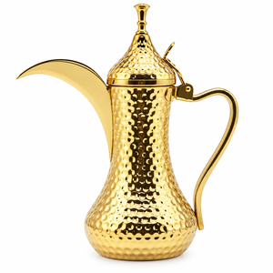 Middle Eastern Style Gold Dallah <b>Coffee</b> Tea <b>Pot</b> with Hammered <b>Metal</b> Finish Heat-Resisting for Tea Making Wedding & Party Use - Product Image 3