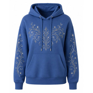 Sweat à capuche personnalisé avec strass, vente en gros, design unisexe surdimensionné avec cristaux, vêtement streetwear de mode haut de gamme - Product Image 1