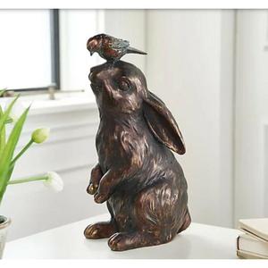 Hand Casted <b>Rabbit</b> Sculpture <b>Garden</b> Display Metal Crafts Bronze Finish Sitting <b>Rabbit</b> <b>Ornament</b> Easter Decoration - Product Image 2