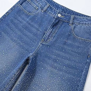 Pantalones Cortos de Mezclilla para Hombre con Diamantes de Imitación, Estilo Vintage, Lavado Desgastado, Dobladillo sin Rematar, Fabricados a Medida por Custom Denim Manufacturer - Product Image 5