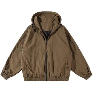 Hooded <b>Men's</b> Waterproof Windproof Sporty <b>Blouson</b> <b>Jacket</b> Canvas Solid Color Polyester Casual Outdoor Coat Autumn Zipper Front - Product Image 1