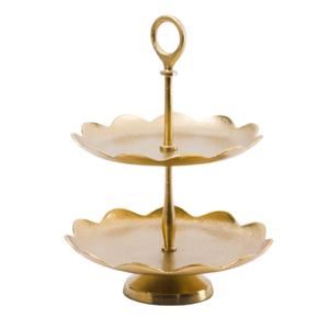 Increíble Soporte para Pastel de Dos Niveles de Latón con Baño de Oro, Ideal para Bodas, Cumpleaños y Fiestas, Elegante Utensilio para Pasteles - Product Image 1