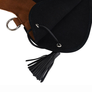 Gants de fauconnerie en cuir respirant marron et noir en daim, longueur poignet, style rétro décontracté pour l'extérieur, utilisation hivernale - Product Image 4