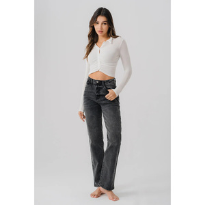 Pantalones Vaqueros Clásicos para Mujer, Corte Regular, Duraderos y Cómodos, Mezcla de Algodón, Ideales para el Trabajo - Product Image 1