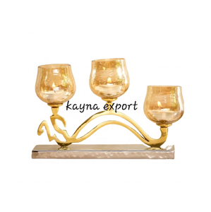 Bougeoir votif en métal plaqué or fabriqué à la main Design corail pour la décoration intérieure de Noël pour les fêtes de Noël - Product Image 3