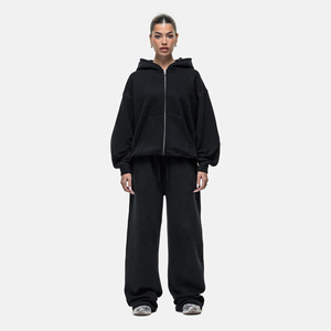 Sweat à capuche zippé surdimensionné personnalisé pour femme en molleton 100 % coton, anti-plis, respirant, écologique, léger, avec logo personnalisé sur le devant - Product Image 6