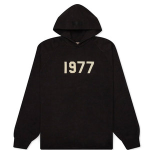 Sudadera con Capucha Negra para Hombre, Estampado 1977, Bolsillo, Corte Regular, Tejido de Punto, 50% Algodón, Cómoda, Informal, para Invierno - Product Image 1