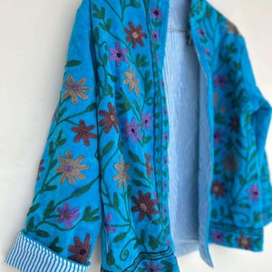 Embroidery Floral Velvet Inner Cotton Bohemian Style Winter Autumn Coat Street Wear Bomber Boho <b>Reversible</b> <b>Jacket</b> - Product Image 4