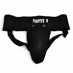 กางเกงชกมวยตาข่ายสีดำแบบมีแผ่นป้องกันบริเวณขาหนีบ สำหรับฝึกซ้อมมวย MMA พร้อมสายรัดเอวยางยืด - Product Image 1