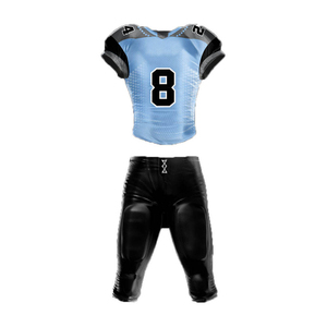 Ensemble d'uniformes de football américain sublimés pour hommes, maillot et pantalon marron-orange, numéro 8, style ajusté anti-humidité - Product Image 2