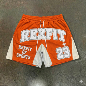 กางเกงขาสั้นกีฬาผู้ชายสีพื้นผ้าตาข่ายแบบสวมใส่สบาย รุ่น REXFIT SPORTS กางเกงบาสเก็ตบอลระบายอากาศได้ดี ชุดออกกำลังกาย ผลิตโดย OEM - Product Image 5