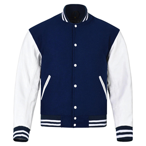 High Quality Wholesale OEM Custom Canvas Front Varsity Jacket <b>Men</b> Latest Designs Casual Winter Plus Size Embroidered Knitted - Product Image 5