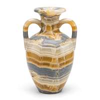 Vase Amphore en Onyx Multicolore Naturel, Fait Main, à Double Poignée, Style Grec Classique, Vase en Pierre, Vente en Gros, Vase Personnalisé Sculpté