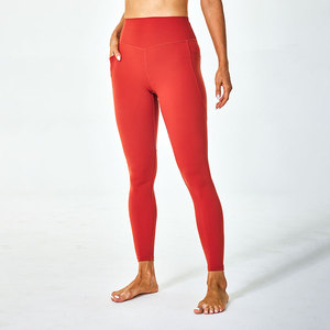 New Waist Full Length Solid Black Knitted Spandex Nylon Leggings <b>Stretch</b> Breathable Comfortable Sporty Yoga Fitness Wear - Product Image 6