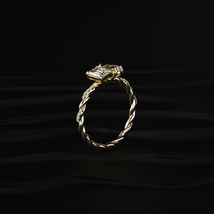 Bague en diamant émeraude et poire certifiée IGI, clarté D-E VVS-VS, avec bande pavée torsadée, magnifique bague en diamant provenant d'un fournisseur indien - Product Image 3