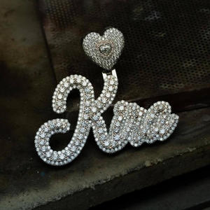 Luxury " KIRA " <b>Name</b> Moissanite Diamond Pendant 925 Sterling Silver Rose Gold Plated <b>Custom</b> Script Letter Hip Hop Bling <b>Necklace</b> - Product Image 1