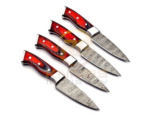 Handmade Damascus Steel Steak <b>Knife</b> <b>Set</b> 4-Piece Ambidextrous Eco-Friendly Kitchen Utility <b>Knives</b> with Pakka Wood Handle OEM - Product Image 3