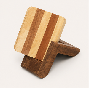 Handmade Striped Multi-Wood Coasters Set For Drinks Eco-Friendly Square Wooden Tea <b>Cup</b> <b>Mats</b> For Home And Office Decor <b>Mats</b> & Pad - Product Image 5